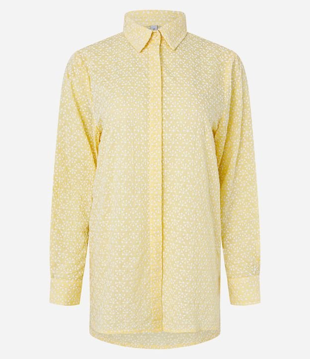 Camisa Alongada em Laise com Bordado de Florzinhas