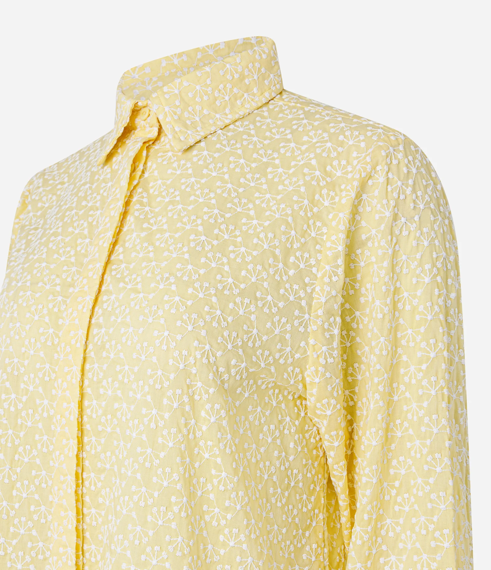 Camisa Alongada em Laise com Bordado de Florzinhas Amarelo 2
