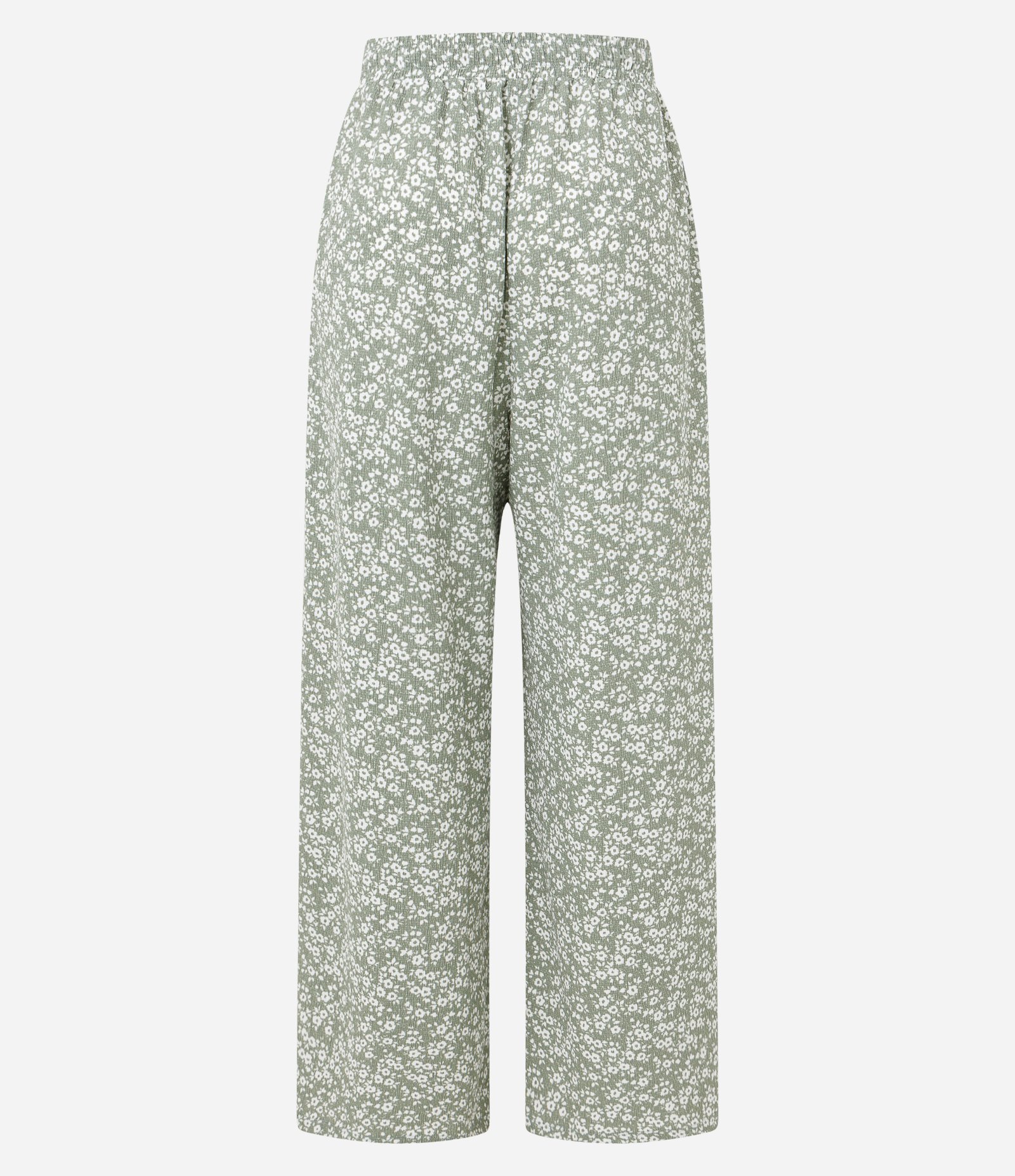 Calça Pantalona Texturizada em Floral Liberty Verde 7