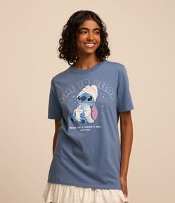 Camiseta Alongada em Algodão com Estampa Stitch Time to Relax