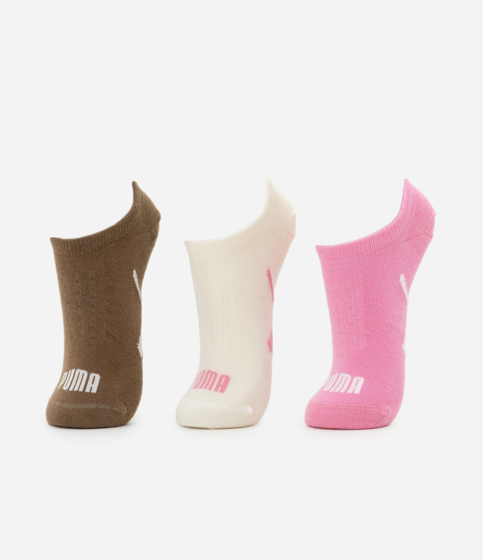 Kit 03 Meias Cano Baixo Estampado PUMA Rosa/Marrom/OffWhite 2