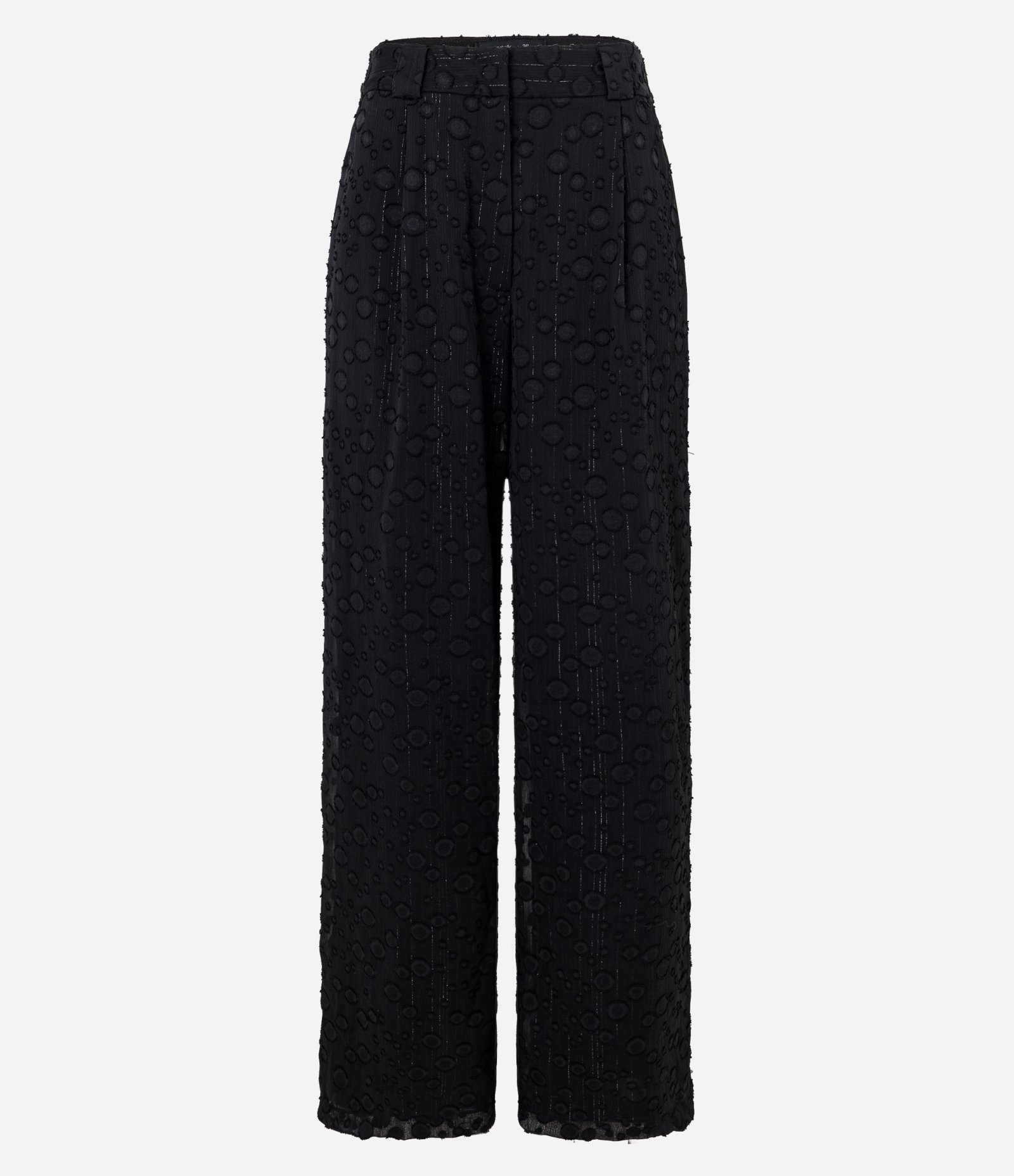 Calça em Jacquard com Fio Metalizado com Textura de Círculos Preto 5