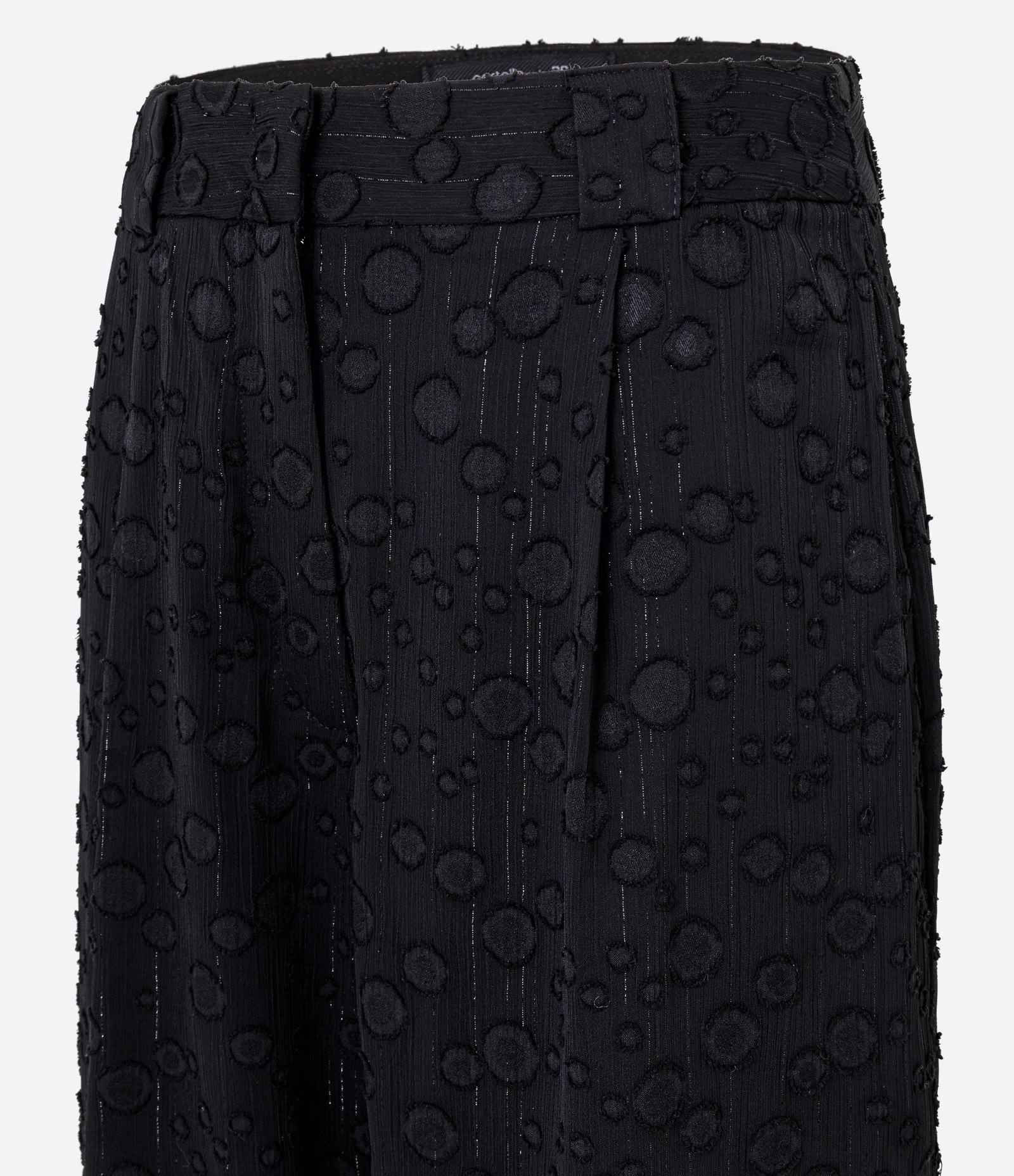 Calça em Jacquard com Fio Metalizado com Textura de Círculos Preto 6