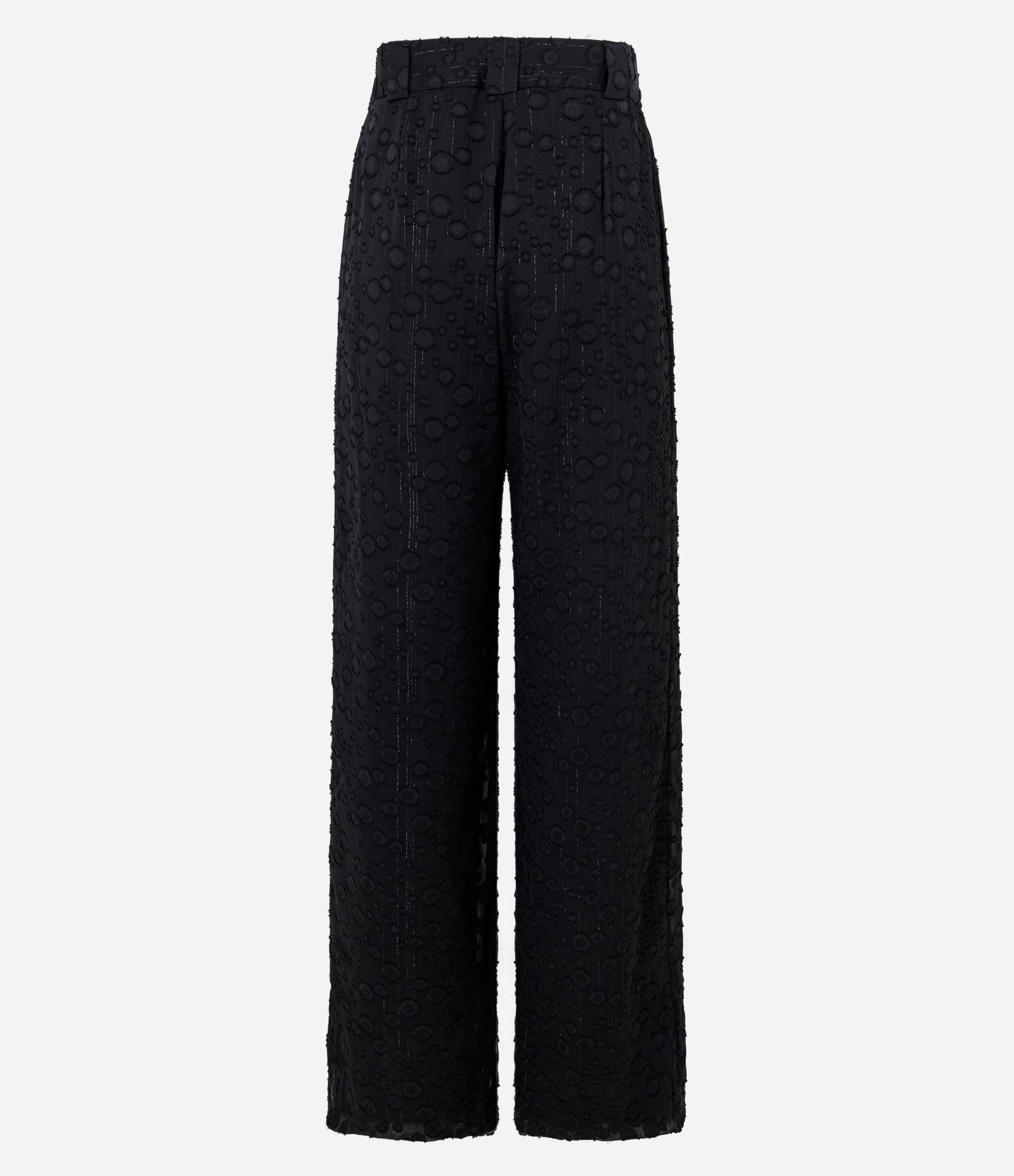 Calça em Jacquard com Fio Metalizado com Textura de Círculos Preto 7