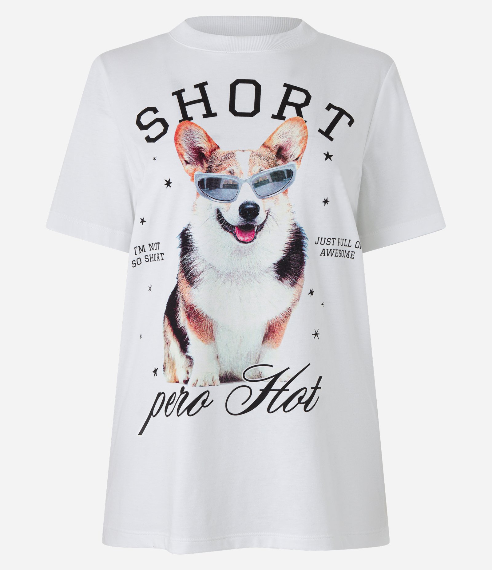 Camiseta Alongada em Algodão com Estampa frontal Short pero Hot Branco 4