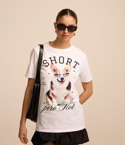 Camiseta Alongada em Algodão com Estampa frontal Short pero Hot