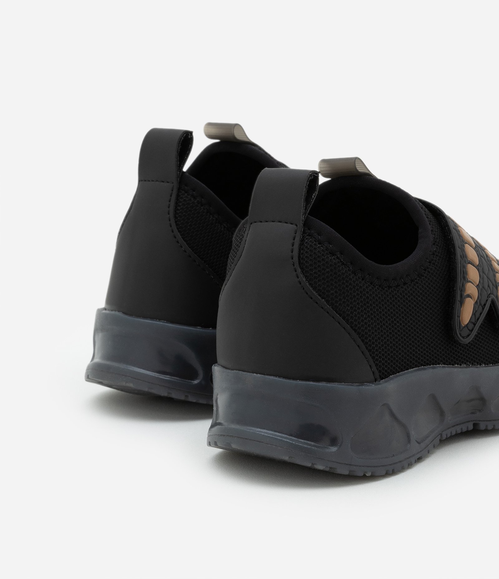 Tênis Calce Fácil Infantil com Sola LED e Estampa Pata de Dino - Tam 20 a 28 Preto 3