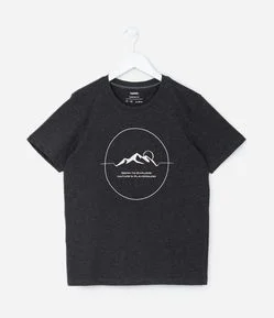 Camiseta Infantil com Estampa Montanhas - Tam 5 a 14 Anos