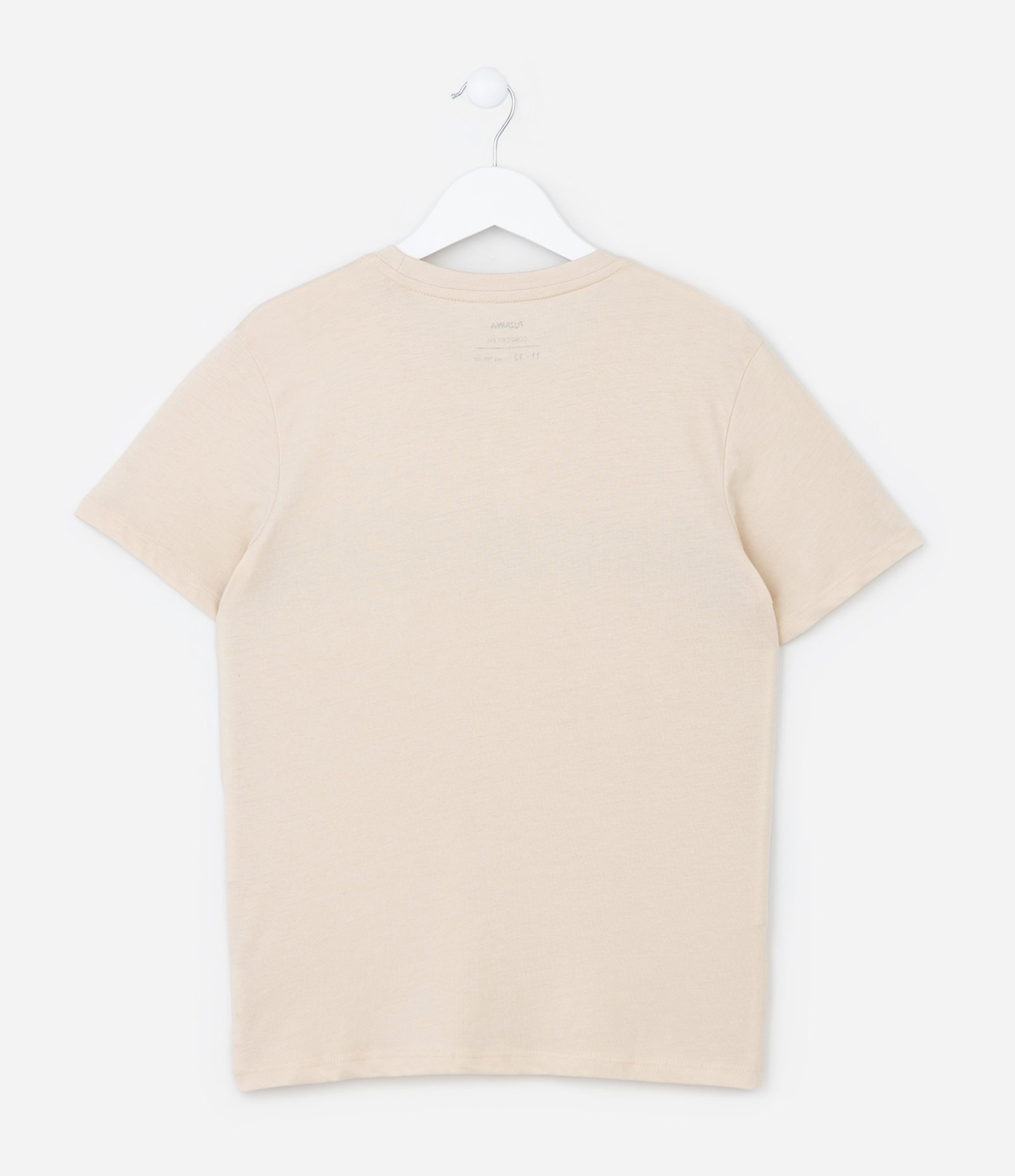 Camiseta Infantil com Estampa de Montanhas e Listras - Tam 5 a 14 Anos Bege 2
