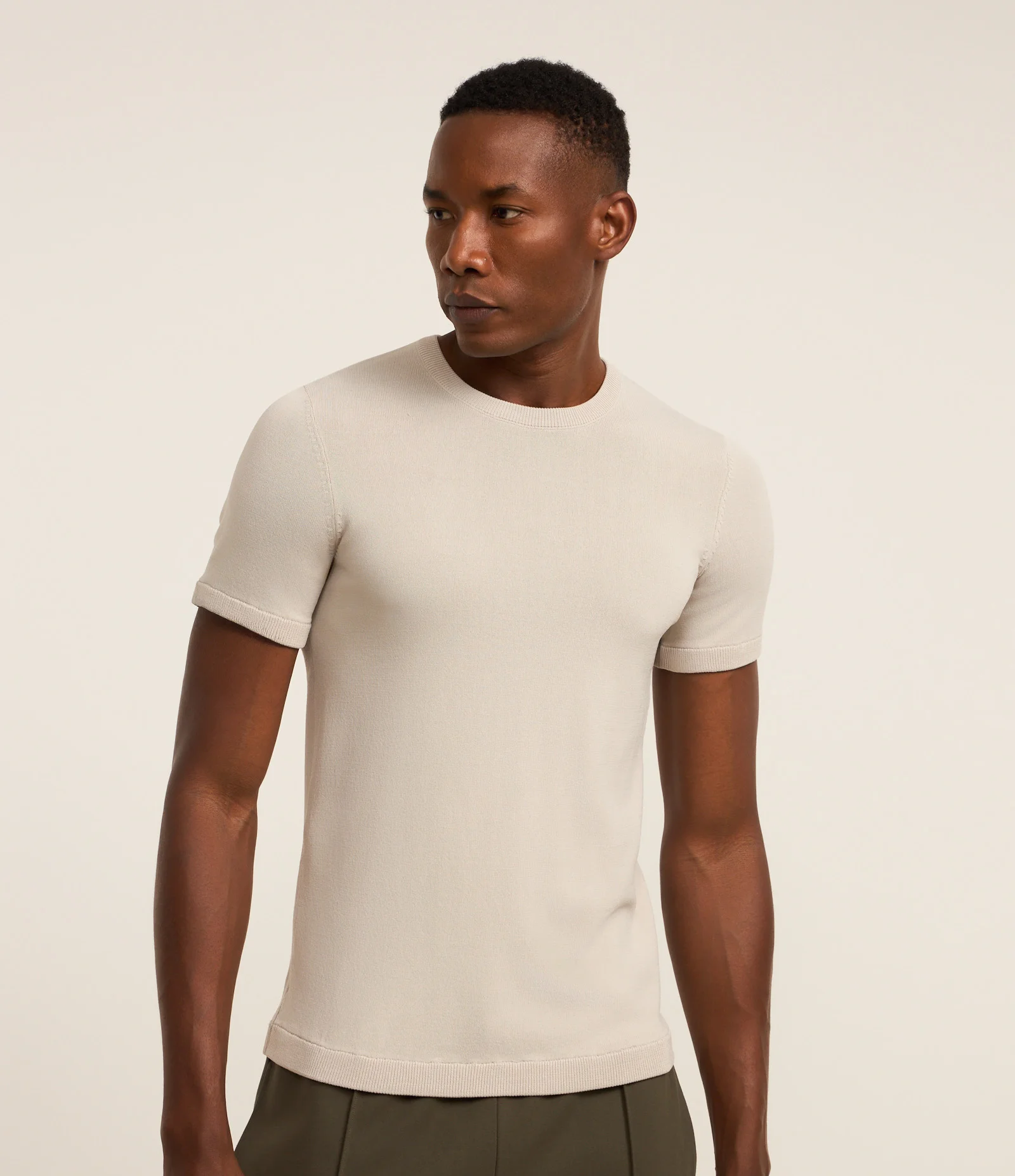 Camiseta Muscle Texturizada em Tricô Bege 1