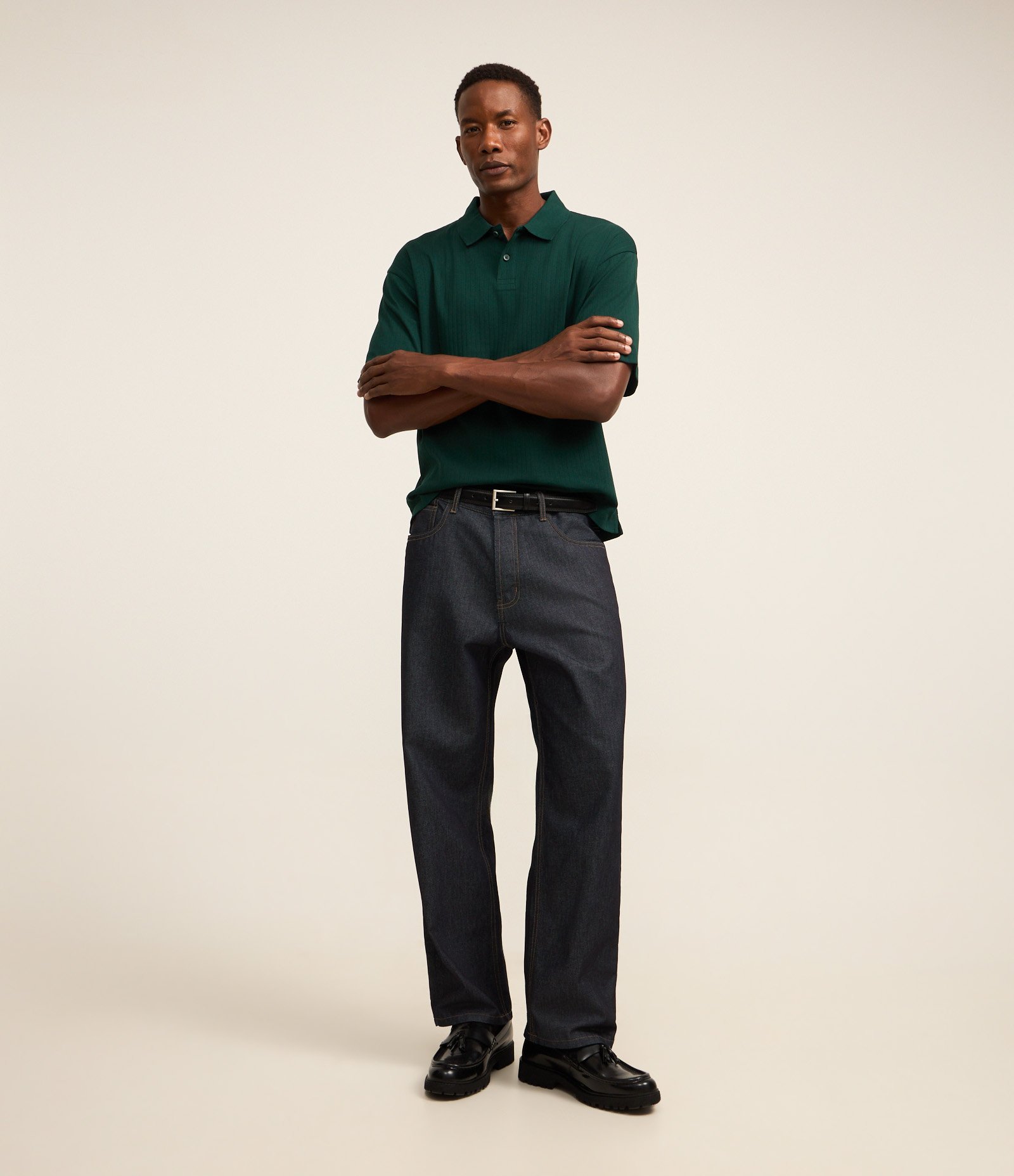 Camisa Polo com Textura Canelada Vertical Verde 2