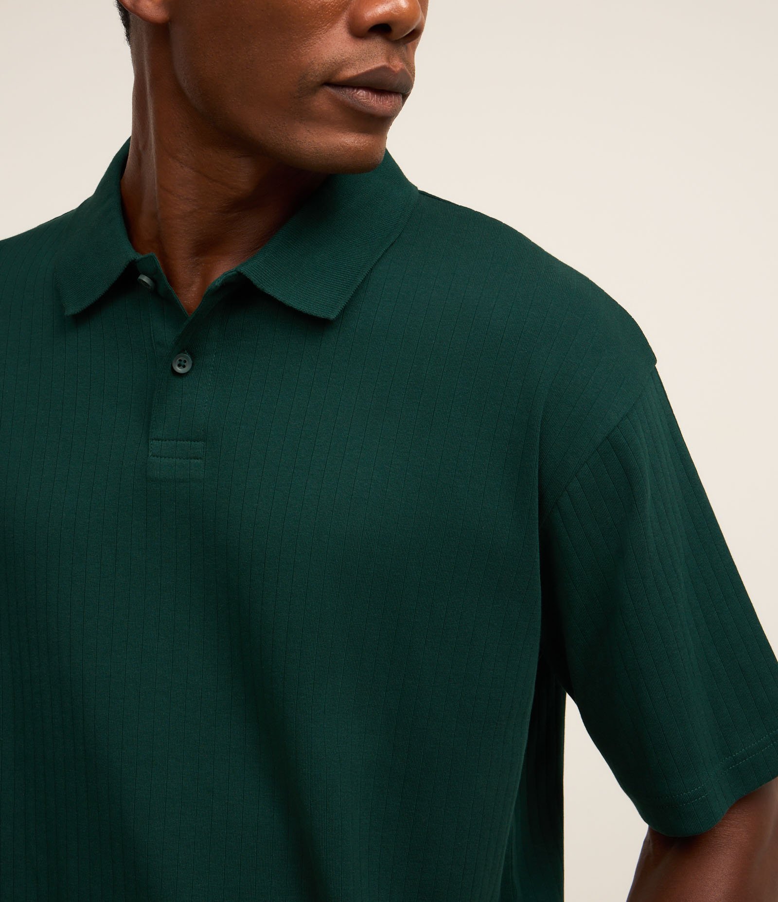 Camisa Polo com Textura Canelada Vertical Verde 3