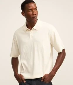 Camisa Polo com Textura Canelada Vertical