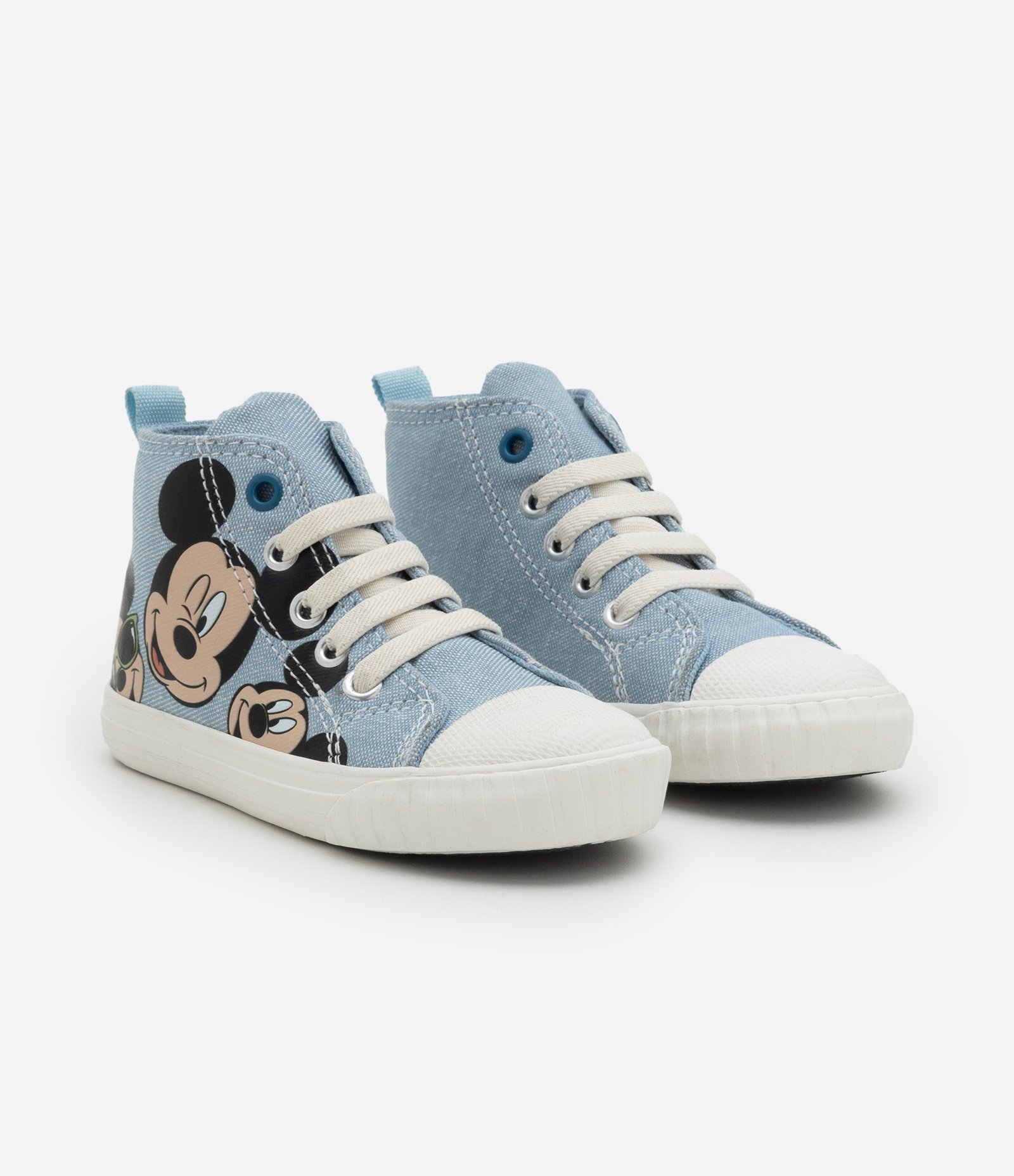 Tênis Abotinado Infantil em Jeans com Estampa Mickey - Tam 20 ao 27 Azul 1