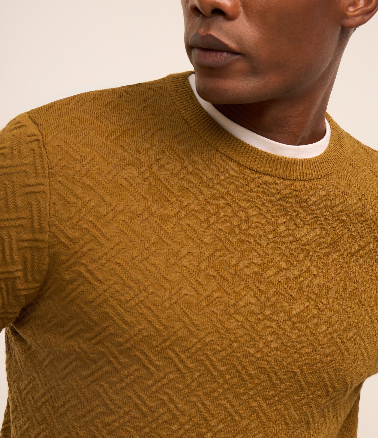 Suéter em Algodão com Textura Chevron Marrom 5