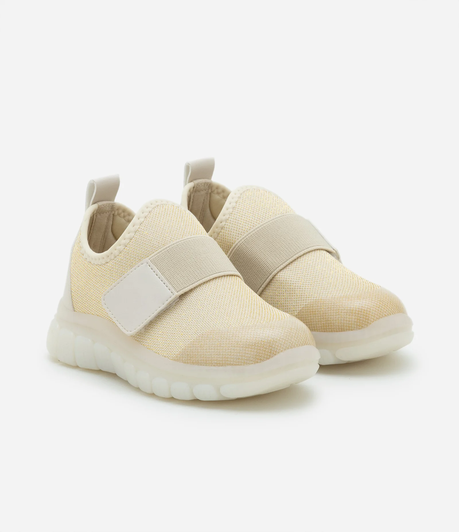 Tênis Infantil Calce Fácil com Glitter e Sola LED - Tam 20 a 30 Bege 2