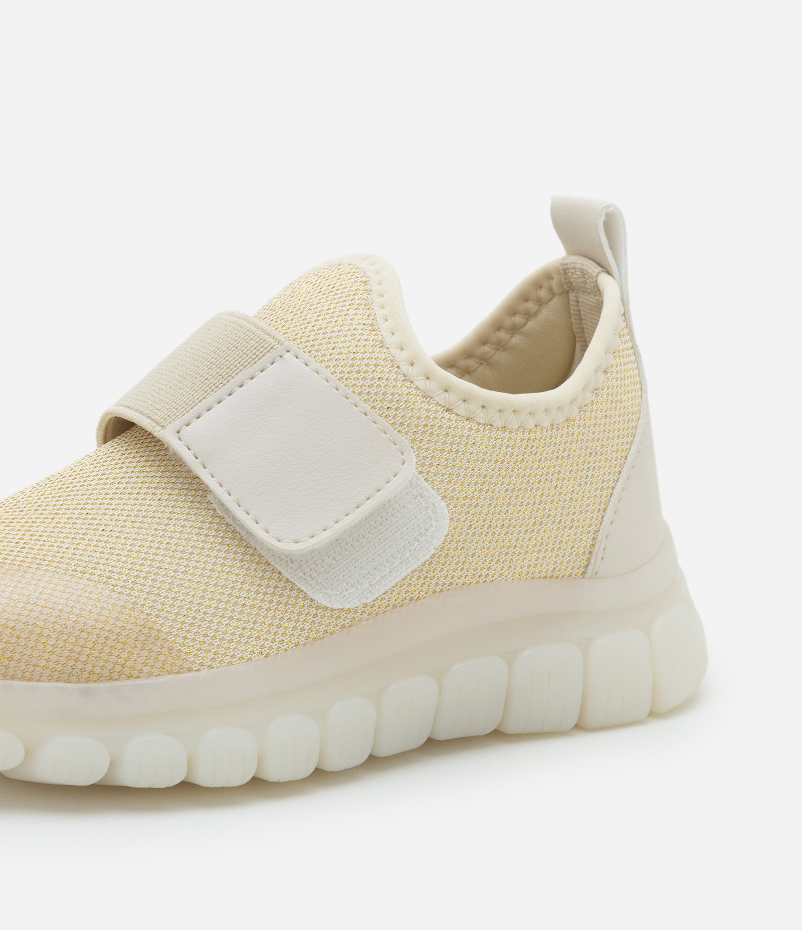 Tênis Infantil Calce Fácil com Glitter e Sola LED - Tam 20 a 30 Bege 5