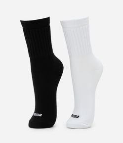 Kit 02 Meias Cano Medio Seamless Estampa PUMA