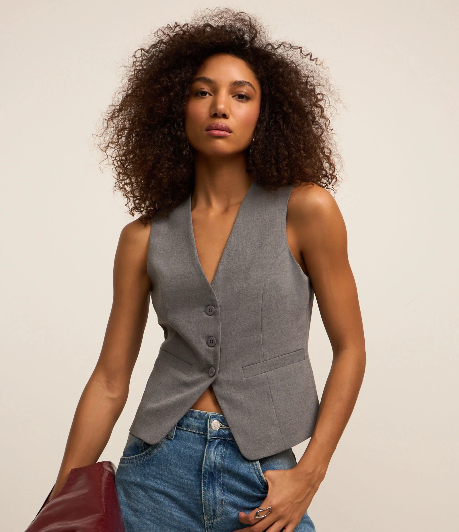 Colete Alongado Alfaiatado com Botões Frontais 1