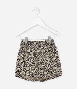 Short Clochard Infantil Jeans com Estampa Oncinha - Tam 1 a 5 Anos