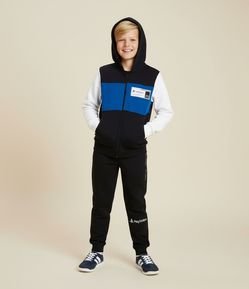 Casaco Infantil com Blocos de Cor e Estampa Playstation - Tam 5 a 14 Anos