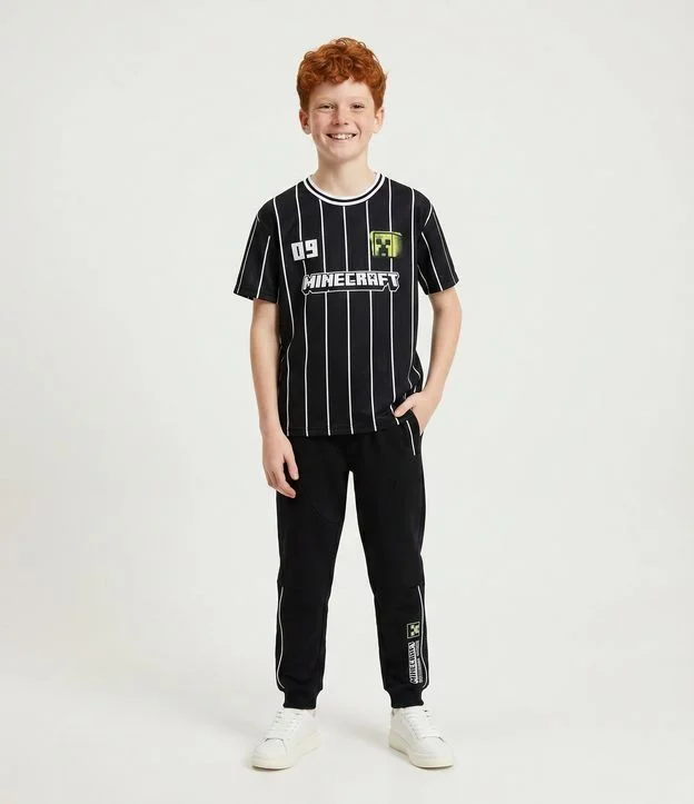 Calça Infantil em Tech Fleece e Estampa Minecraft - Tam 5 a 14