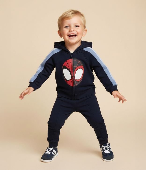 Conjunto Infantil em Moletom com Estampa Spidey - Tam 2 a 6 Anos