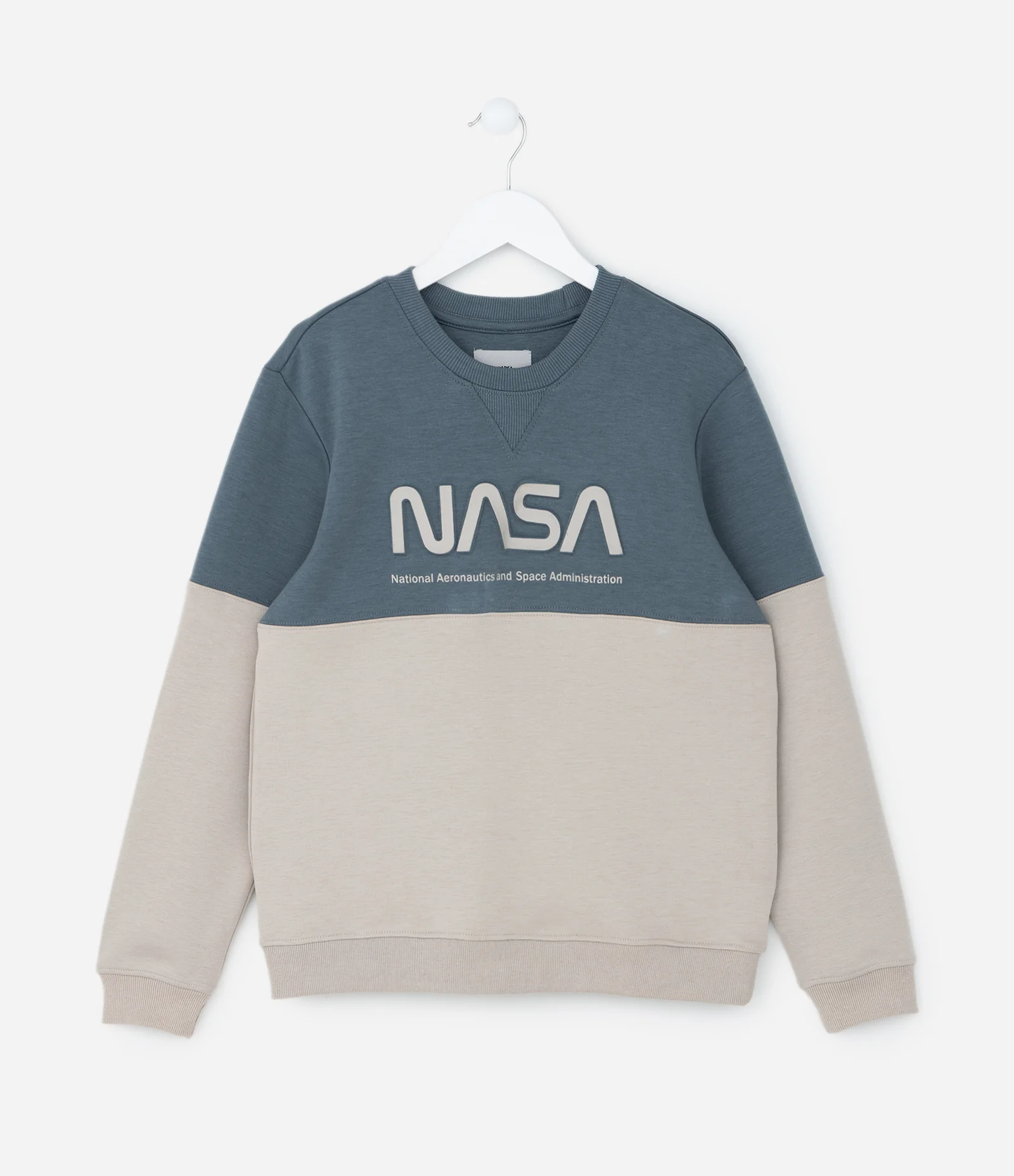 Casaco Infantil com Estampa em Relevo NASA - Tam 5 a 14 Anos Azul/Bege 1