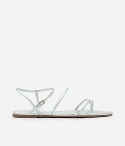 Sandãlia Rasteira em PU com Bico folha e Tiras