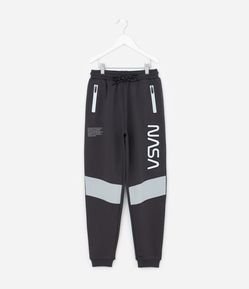 Calça Jogger Infantil com Estampa Refletiva NASA - Tam 5 a 14 Anos
