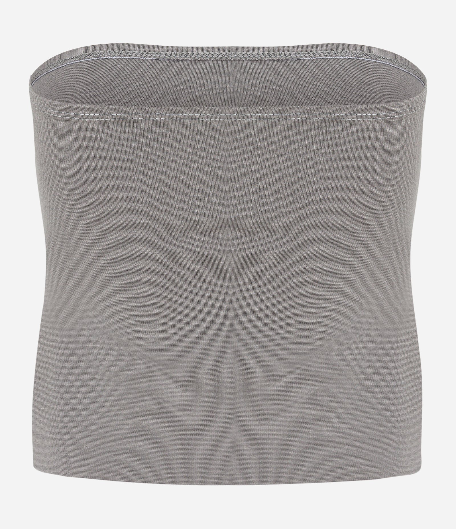 Blusa Cropped em Ponto Roma Tomara que Caia Cinza 5