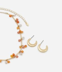 Conjunto de Colar e Brinco Argola de Miçangas