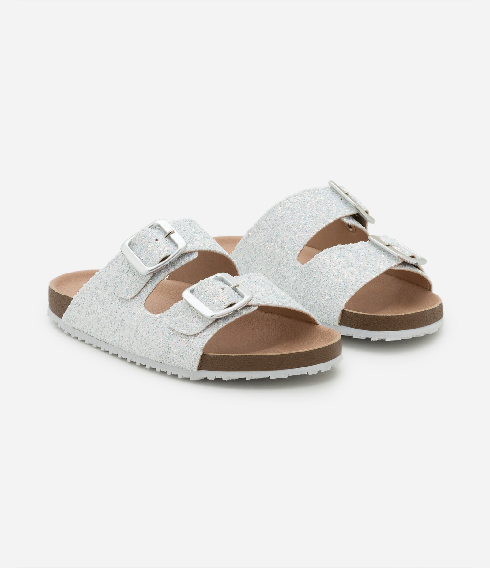 Chinelo Infantil com Glitter e Fivela - Tam 28 ao 35 Branco 1