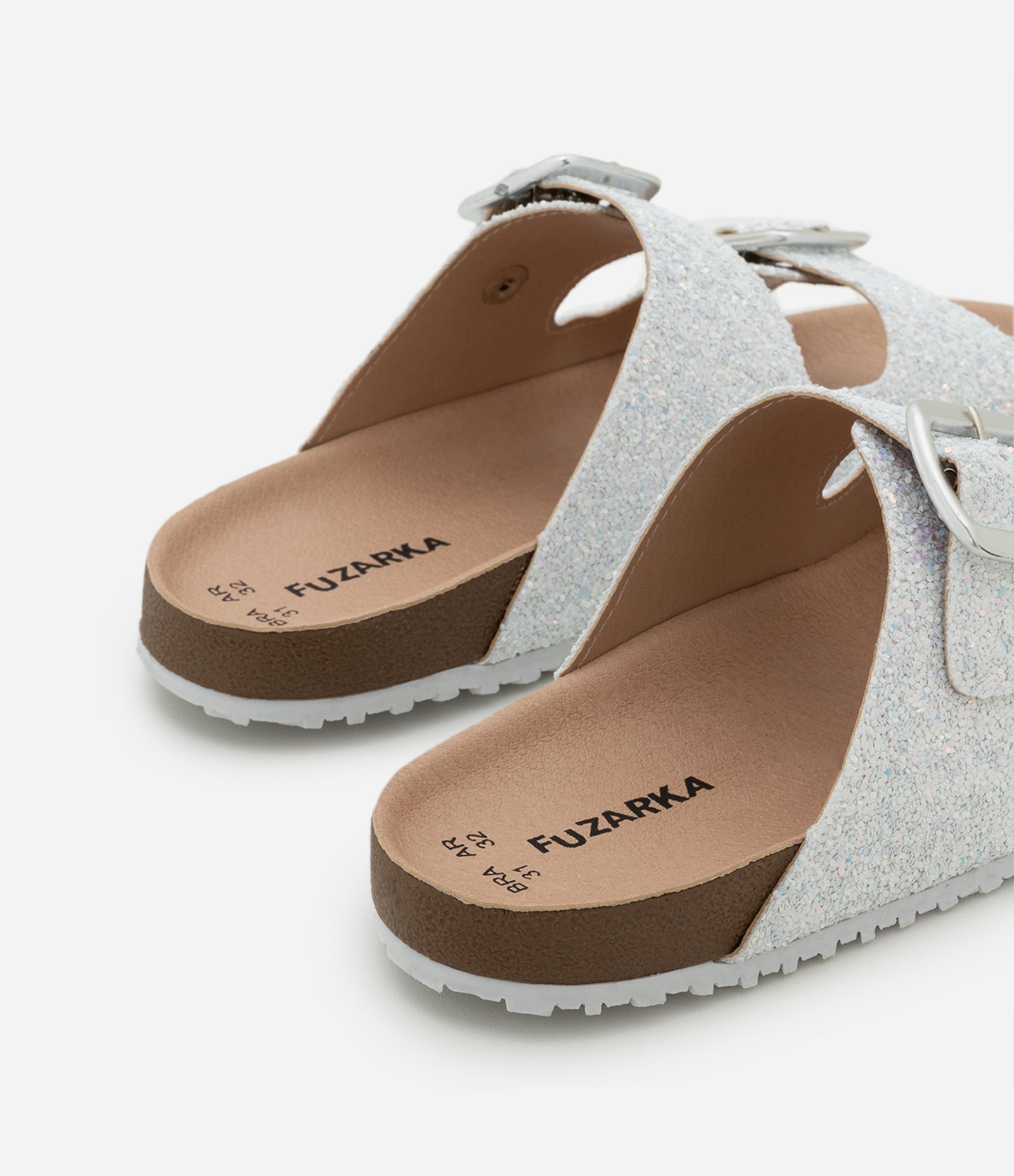 Chinelo Infantil com Glitter e Fivela - Tam 28 ao 35 Branco 2