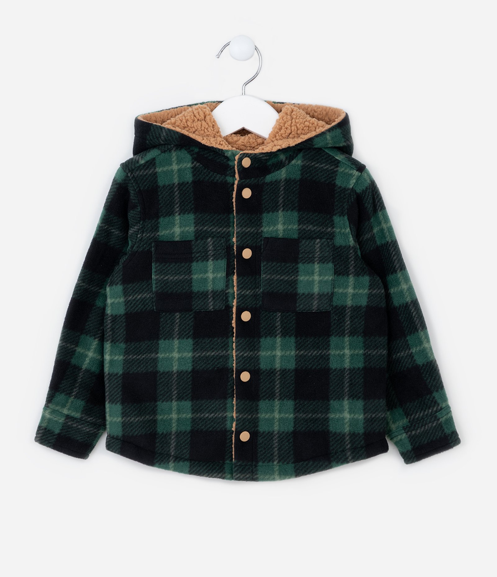 Camisa Infantil Xadrez com Forro em Sherpa - Tam 1 a 6 Anos Verde 1