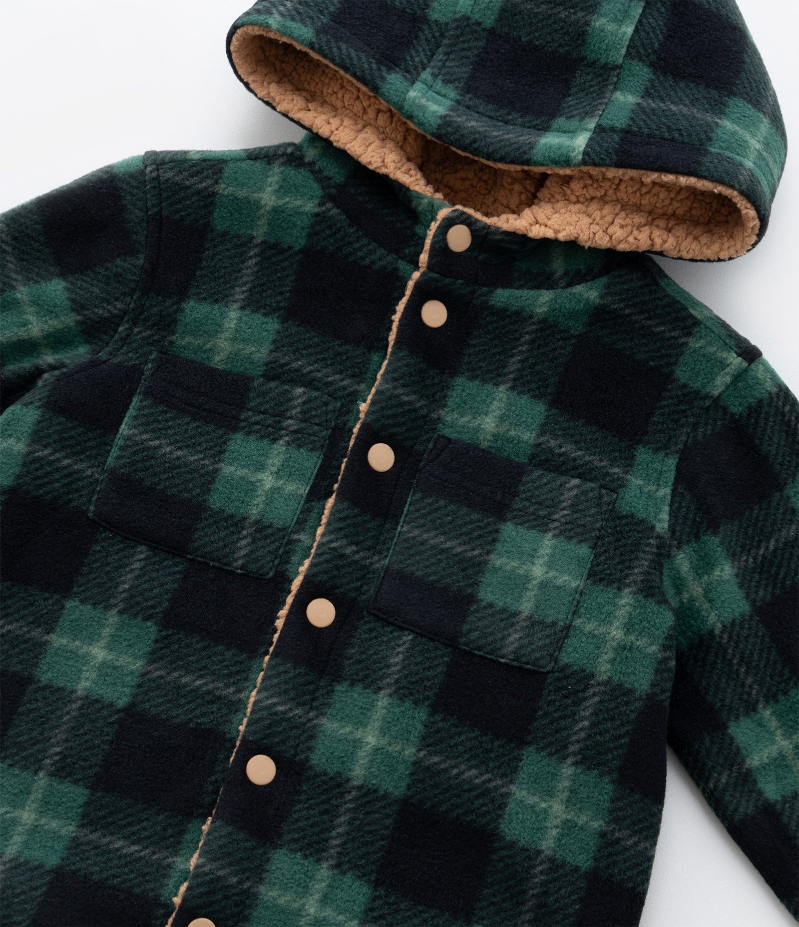 Camisa Infantil Xadrez com Forro em Sherpa - Tam 1 a 6 Anos Verde 5