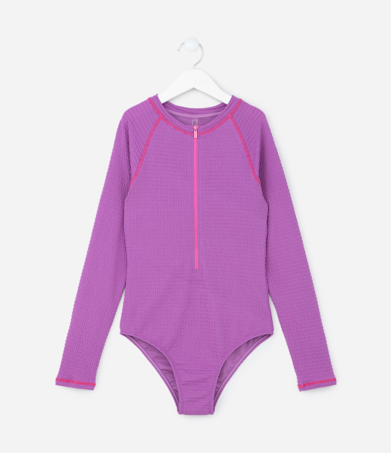 Maiô Infantil com Zíper e Proteção UV - Tam 4 a 14 Anos Roxo 1