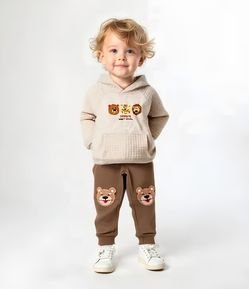 Calça Infantil com Estampa Interativa Ursinho - Tam 1 a 6 Anos