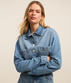 Camisa Overshirt em Jeans com Bolsos Frontais