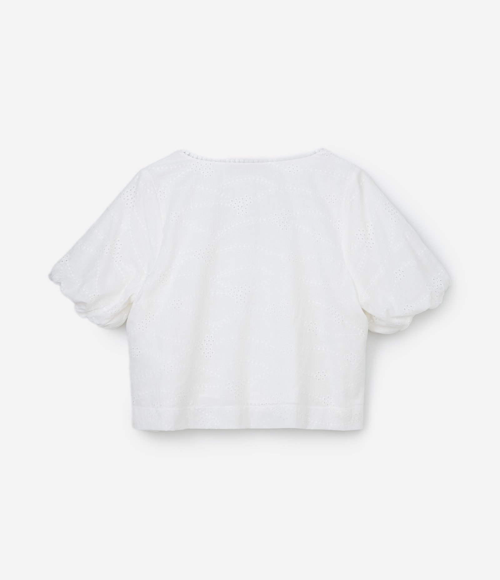 Blusa em Laise com Manga Balonê Curve & Plus Size Branco 6