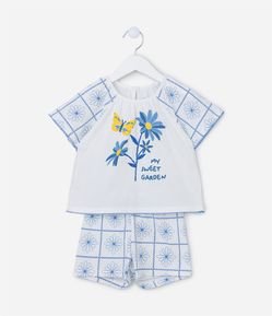 Conjunto Infantil com Estampa Florzinha e Borboleta - Tam 1 a 5 Anos
