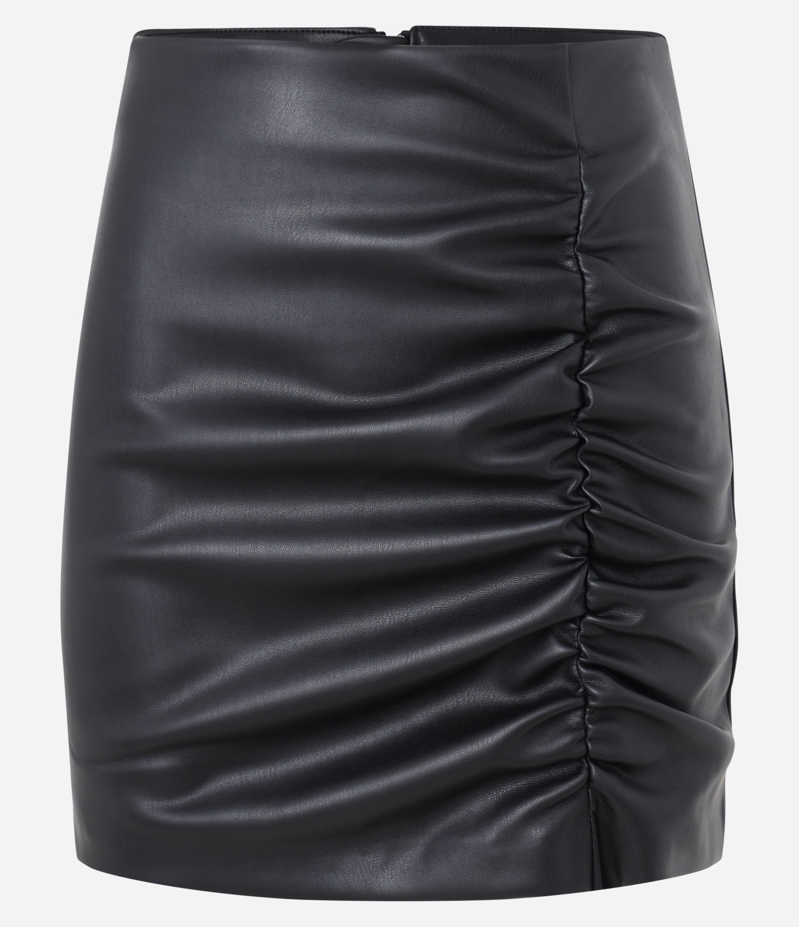 Saia Curta em Pu com Franzido Frontal Preto 5