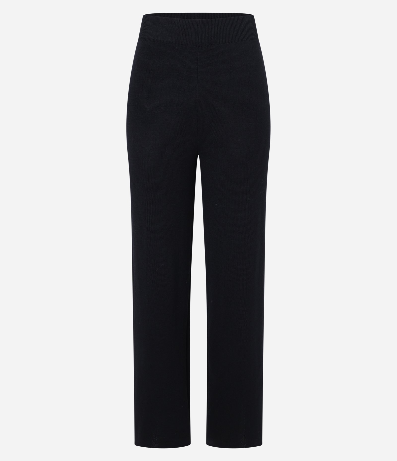 Calça Reta em Tricô com Cós Elástico Preto 1