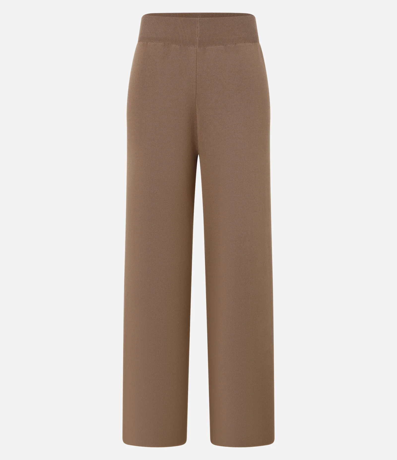 Calça Reta em Tricô com Cós Elástico Marrom 5