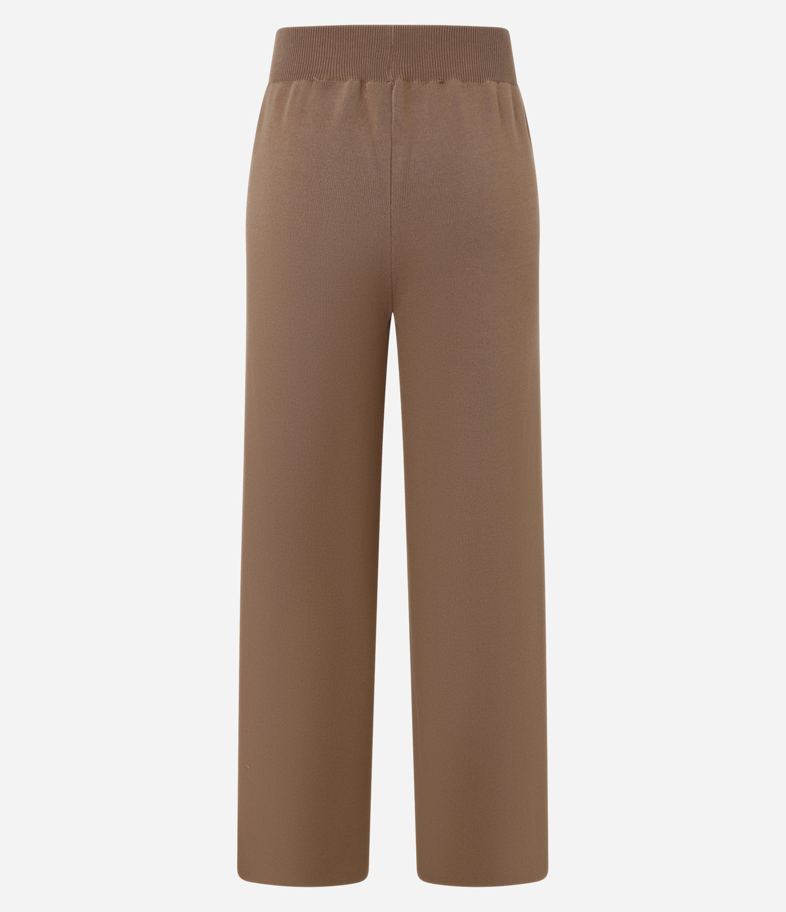 Calça Reta em Tricô com Cós Elástico Marrom 6