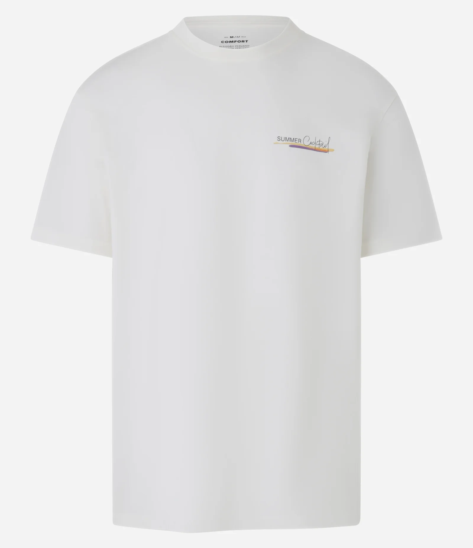 Camiseta Comfort em Algodão com Estampa Drink e Coquetel Branco 1