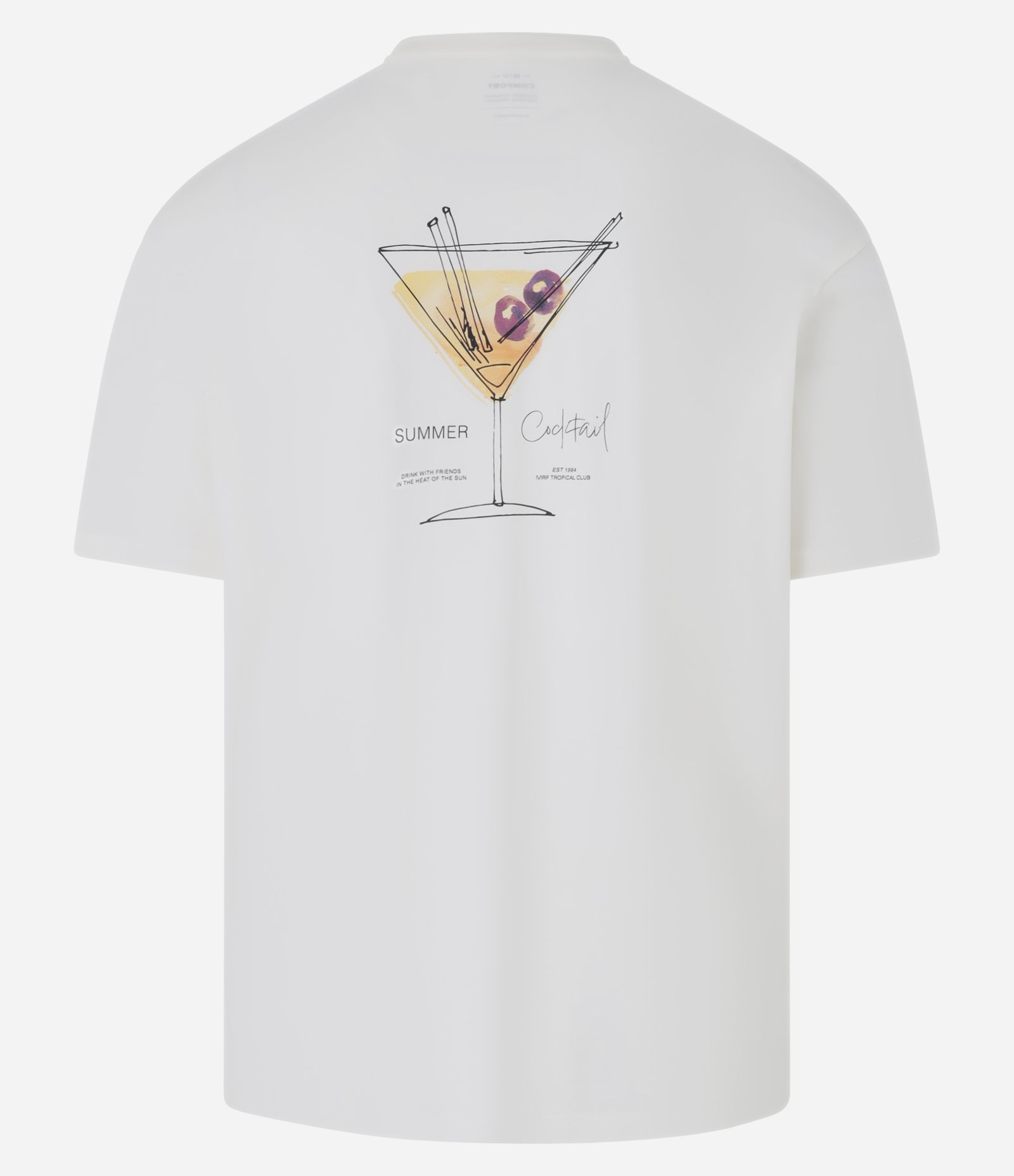 Camiseta Comfort em Algodão com Estampa Drink e Coquetel Branco 2