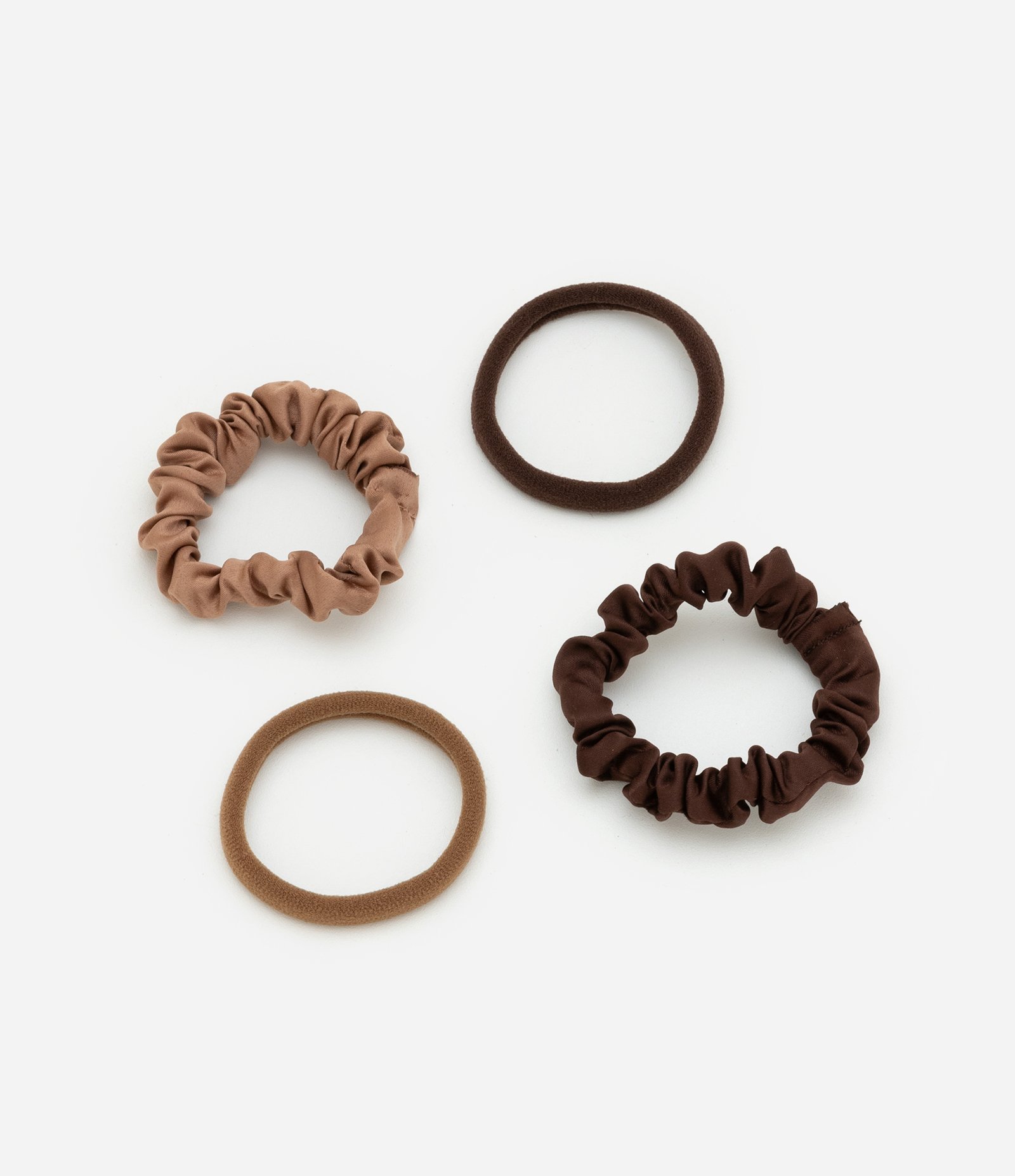 Kit 04 Borrachinhas de Cabelo com Mini Scrunchies Marrom 2
