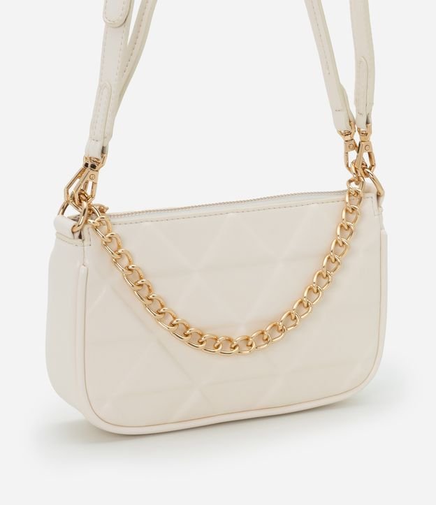 Bolsa Baguete Pequena em PU com Detalhe de Corrente Embossed
