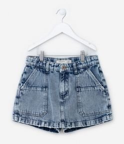 Short Saia Infantil em Jeans com Bolsos - Tam 5 a 14 Anos